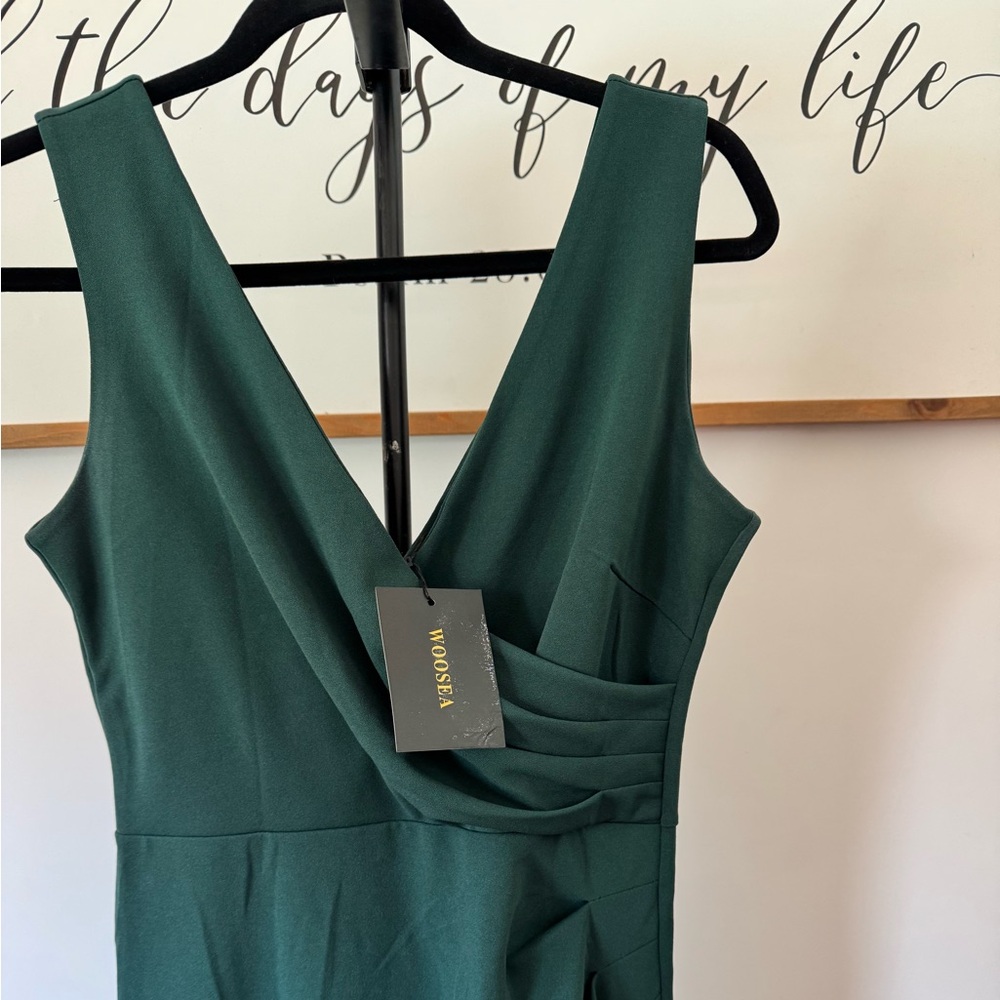 NWT Elegant Hunter Green Sleeveless Maxi Dress - Picture 6 of 8